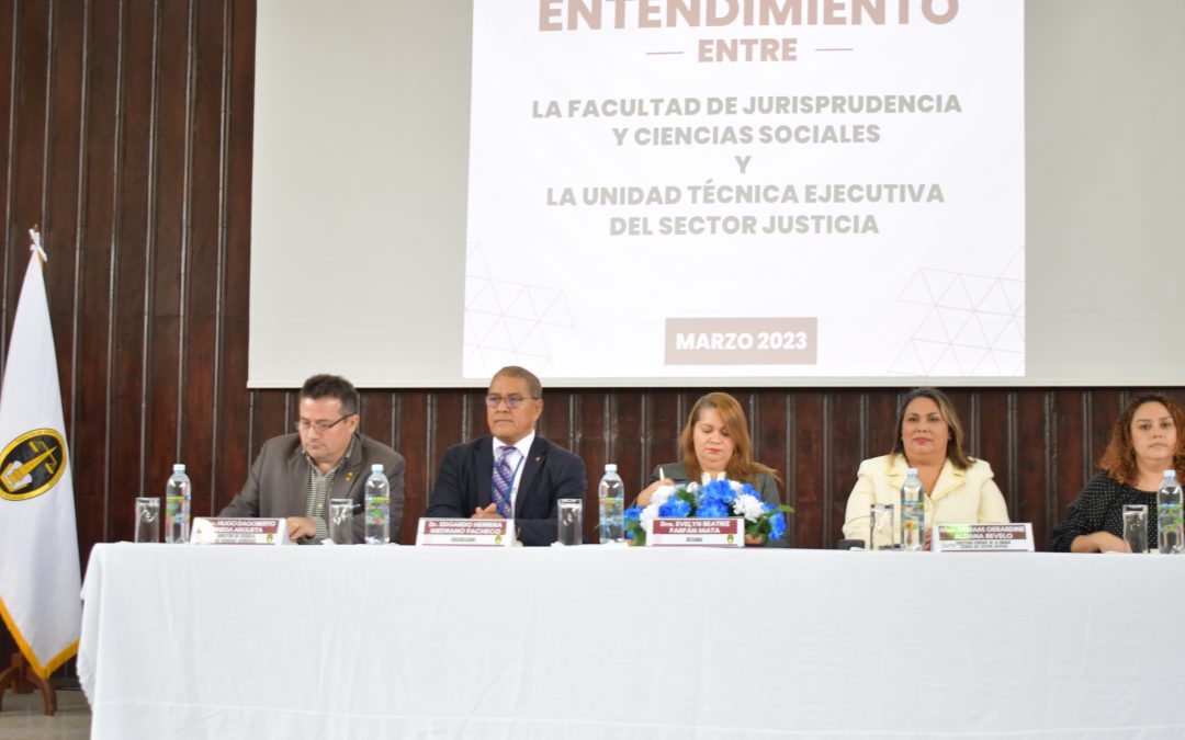 Suscripción de Carta de Entendimiento de coordinación y cooperación de actividades técnicas y académicas entre la Unidad Técnica Ejecutiva del Sector de Justicia (UTE) y la Facultad de Jurisprudencia y Ciencias Sociales, de la Universidad de El Salvador (UES).